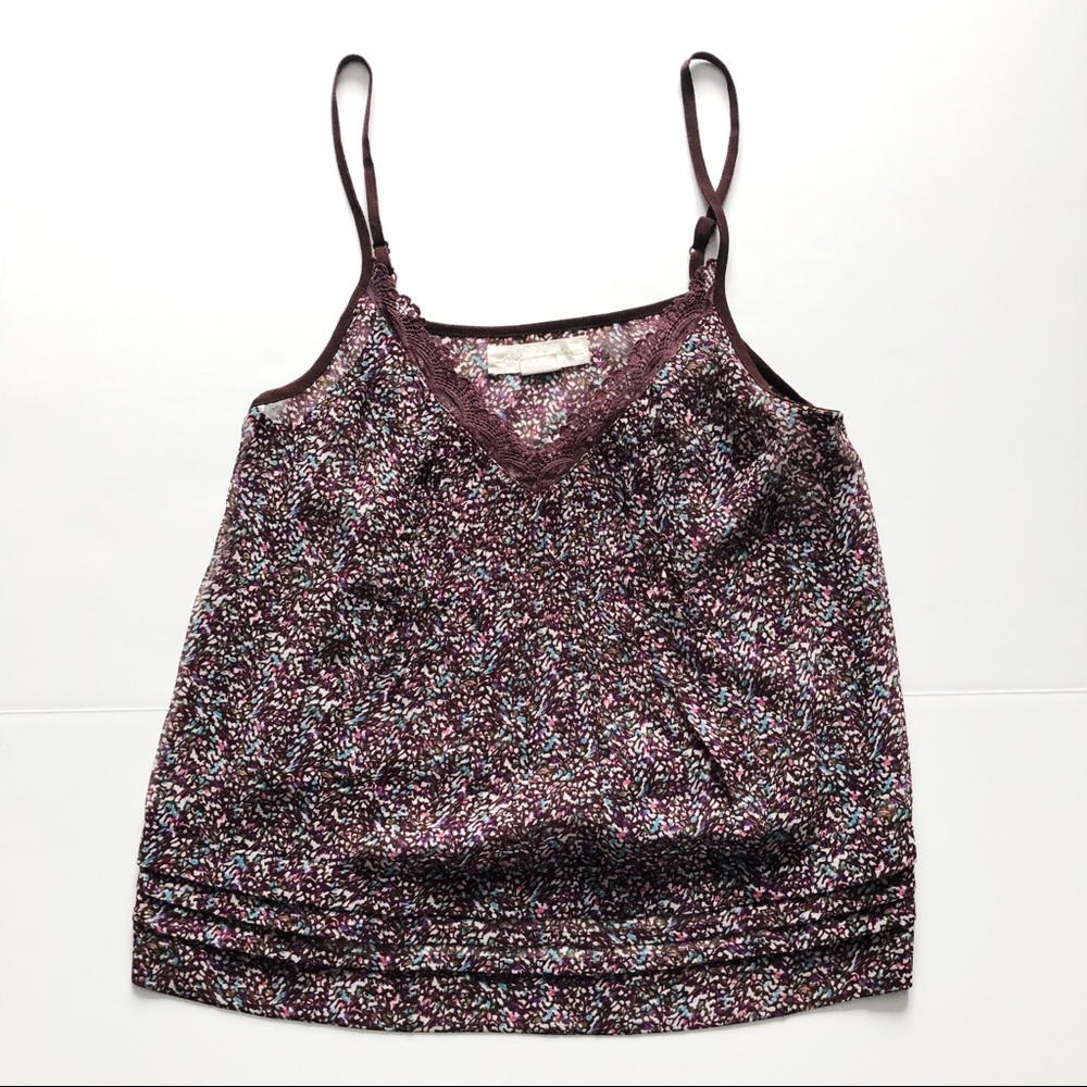 Purple tank top with color floral detail. Size S